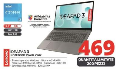 Offerta per Lenovo - Ideapad 3 Notebook 15IAU7 XWIX a 469€ in Comet