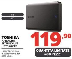 Offerta per Toshiba - Hard Disk Esterno Usb HDTB540EK3 a 119,9€ in Comet