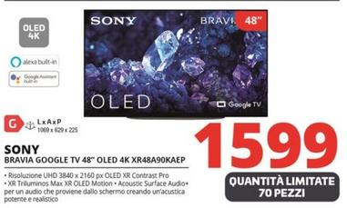 Offerta per Sony - Bravia Google Tv 48" Oled 4K XR48A90KAEP a 1599€ in Comet