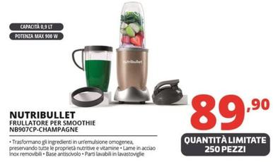 Offerta per Nutribullet - Frullatore Per Smoothie NB907CP-CHAMPAGNE a 89,9€ in Comet