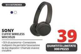 Offerta per Sony - Cuffie Wireless WHCH520 a 39€ in Comet