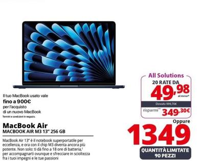 Offerta per Apple - Macbook Air Macbook Air M3 13" 256 GB a 1349€ in Comet