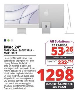 Offerta per Apple - Imac 24" MGPK3T/A-MGPC3T/A- MGPH3T/A a 1298€ in Comet
