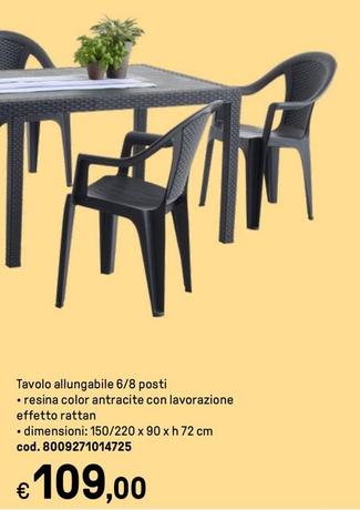 Offerta per Tavolo Allungabile 6/8 Posti Resina Color Antracite Con Lavorazione Effetto Rattan a 109€ in Iper La grande i