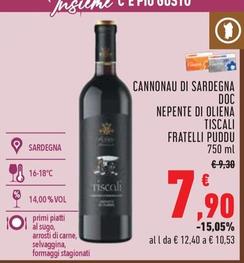 Offerta per Fratelli Puddu - Cannonau Di Sardegna DOC Nepente Di Oliena Tiscali a 7,9€ in Conad Superstore