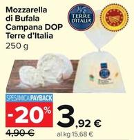 Offerta per Terre D'Italia - Mozzarella Di Bufala Campana DOP a 3,92€ in Carrefour Market