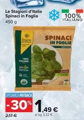 Offerta per Le Stagioni D'italia - Spinaci In Foglia a 1,49€ in Carrefour Market