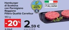 Offerta per Carrefour - Hamburger Di Scottona Con Parmigiano Reggiano Filiera Qualità  a 2,59€ in Carrefour Ipermercati