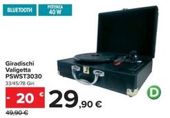 Offerta per Giradischi Valigetta - PSWST3030 a 29,9€ in Carrefour Ipermercati