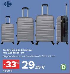 Offerta per Trolley Bicolor Carrefour Mis 62x41x26 a 29,99€ in Carrefour Ipermercati
