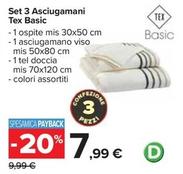 Offerta per Tex - Set 3 Asciugamani Basic a 7,99€ in Carrefour Ipermercati