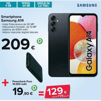 Offerta per Samsung - Smartphone A14 a 209€ in Carrefour Ipermercati