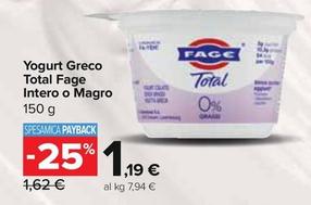Offerta per Fage - Yogurt Greco Total Intero O Magro a 1,19€ in Carrefour Express