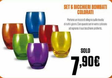 Offerta per Set 6 Bicchieri Bombati Colorati a 7,9€ in Bricoio