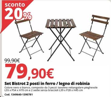 Offerta per Set Bistrot 2 Posti In Ferro / Legno Di Robinia a 79,9€ in Bricoio
