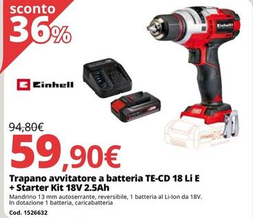 Offerta per Trapano avvitatore a batteria TE-CD 18 Li E + Starter Kit 18V 2.5Ah a 59,9€ in Bricoio
