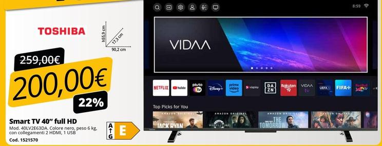 Offerta per Smart TV 40” Full HD a 200€ in Bricoio