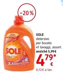 Offerta per Sole - Detersivo Per Bucato a 4,79€ in dm