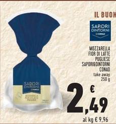 Offerta per Sapori&dintorni Conad Mozzarella Fior Di Latte Pugliese a 2,49€ in Conad