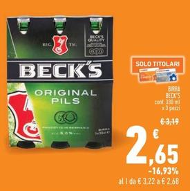Offerta per Becks - Birra a 2,65€ in Conad Superstore
