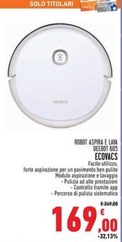 Offerta per Ecovacs - DEEBOT 605 aspirapolvere robot White a 169€ in Conad Superstore