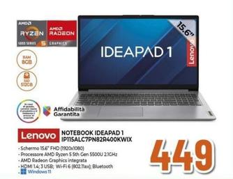 Offerta per Lenovo - Notebook Ideapad 1 IP115ALC7PN82R400KWIX a 449€ in Pancani