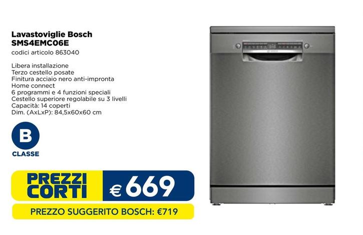 Offerta per Bosch - Lavastoviglie SMS4EMCO6E  a 669€ in Esselunga