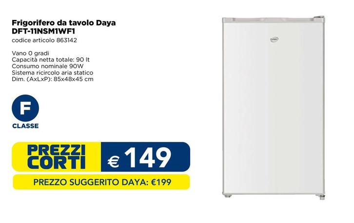 Offerta per Daya - Frigorifero Da Tavolo DFT-11NSM1WF1 a 149€ in Esselunga
