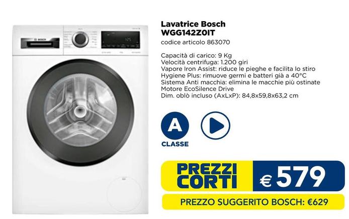 Offerta per Bosch - Lavatrice  WGG142Z0IT  a 579€ in Esselunga