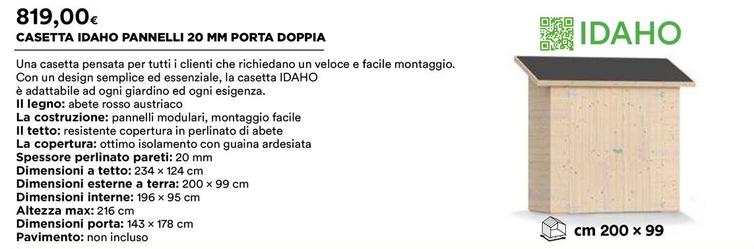 Offerta per Idaho - Casetta Pannelli 20 MM Porta Doppia a 819€ in Ipercoop