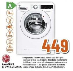 Offerta per Hoover - H-WASH 350 XH3WPS4114TAM-S lavatrice Caricamento frontale 11 kg 1400 Giri/min Bianco a 449€ in Ipercoop