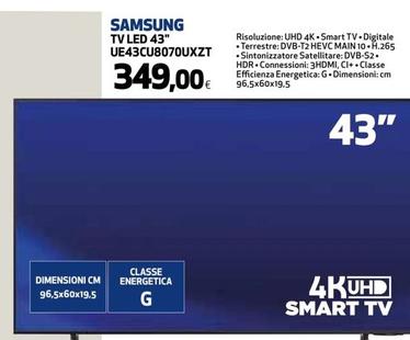 Offerta per Samsung - Series 8 TV UE43CU8070UXZT Crystal UHD 4K, Smart TV 43" Processore Crystal 4K, Adaptive Sound, Black 2023 a 349€ in Ipercoop