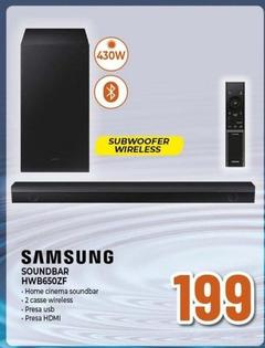 Offerta per Samsung - Soundbar Hw-b650/zf Con Subwoofer 3.1 Canali 430w 2022, Audio 3d, Suono Bilanciato, Uniforme E Ottimizzato, Bassi Profondi a 199€ in Extracoop