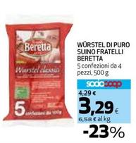 Offerta per Beretta - Würstel Di Puro Suino Fratelli a 3,29€ in Ipercoop