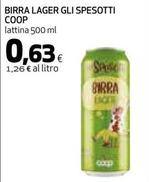 Offerta per Coop - Birra Lager Gli Spesotti a 0,63€ in Ipercoop