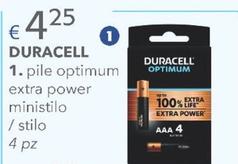 Offerta per Duracell - Pile Optimum Extra Power Ministilo / Stilo a 4,25€ in Acqua & Sapone
