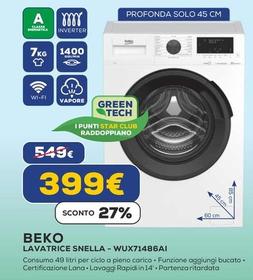 Offerta per Beko - Lavatrice Snella - WUX71486AI  a 399€ in Euronics