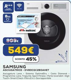 Offerta per Samsung - Asciugatrice-DV80CGC2B0AHET a 549€ in Euronics
