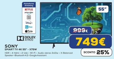 Offerta per Sony - Smart Tv 4K 55"-X75W a 749€ in Euronics
