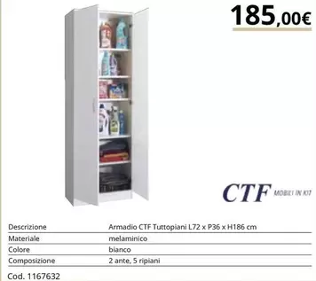 Offerta per Ctf - Armadio Tuttopiani L72 X P36 X H186 Cm a 185€ in Bricoio