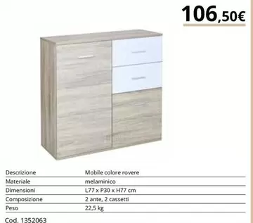 Offerta per Moble Colore Rovere Melamínico a 106,5€ in Bricoio