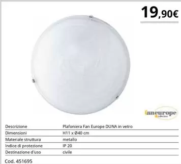 Offerta per 5 Plafoniera Fan Europe a 19,9€ in Bricoio