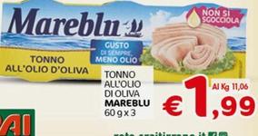 Offerta per Mareblu - Tonno All'olio Di Oliva a 1,99€ in Crai