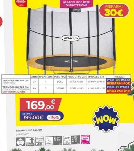 Offerta per Sun&Sport - Trampolino 244 Cm a 169€ in Toys Center