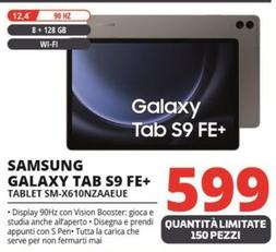 Offerta per Samsung - Galaxy Tab S9 FE+ Tablet SM-X610NZAAEUE a 599€ in Comet