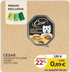 Offerta per Cesar - Vaschetta Cane Gr.150 Tutti I Tipi a 0,89€ in Arcaplanet