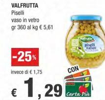 Offerta per Valfrutta - Piselli Vaso In Vetro a 1,29€ in Crai
