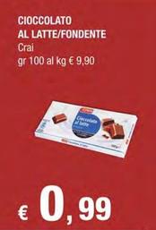 Offerta per Crai - Cioccolato Al Latte/Fondente a 0,99€ in Crai