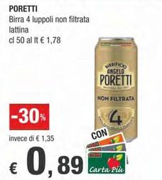 Offerta per Angelo Poretti - Birra 4 Luppoli Non Filtrata Lattina a 0,89€ in Crai