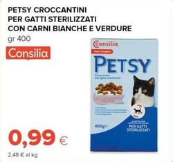Offerta per Consilia - Petsy Croccantini Per Gatti Sterilizzati Con Carni Bianche E Verdure a 0,99€ in Oasi